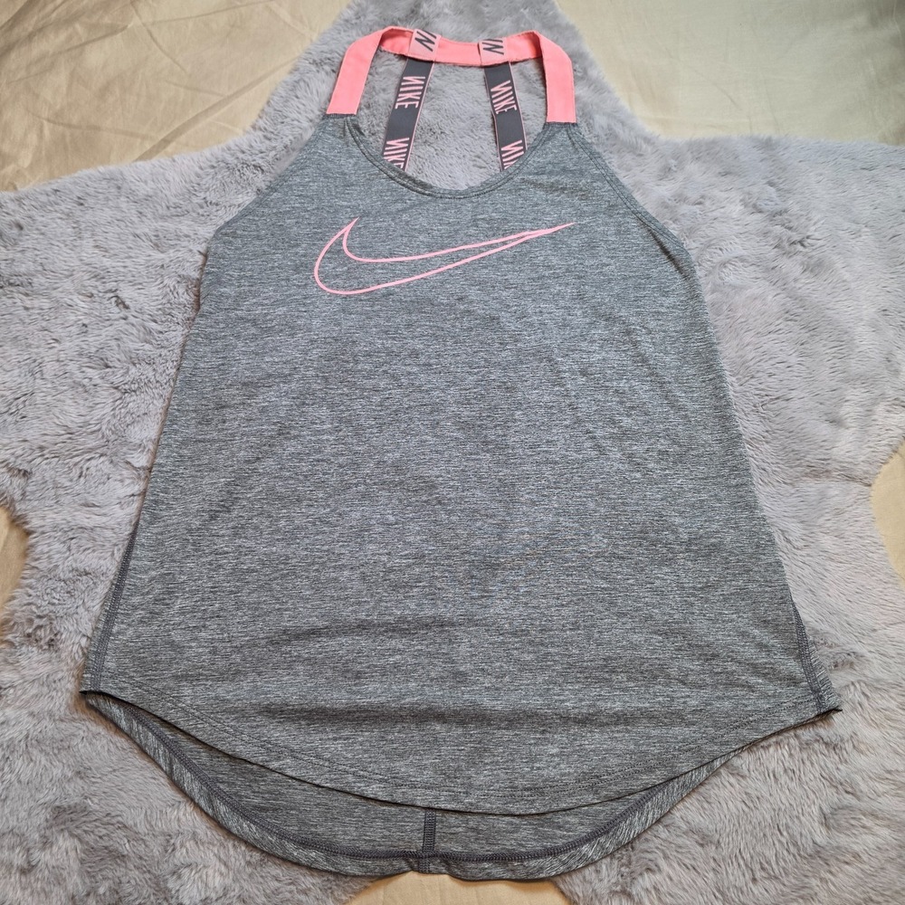 Nike Women's Elastika Training Tank Top Grey with Pink Straps Small